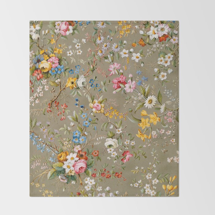 Dreamy Floral Marble End Paper 1788 William Kilburn Throw Blanket Gallery Image 2