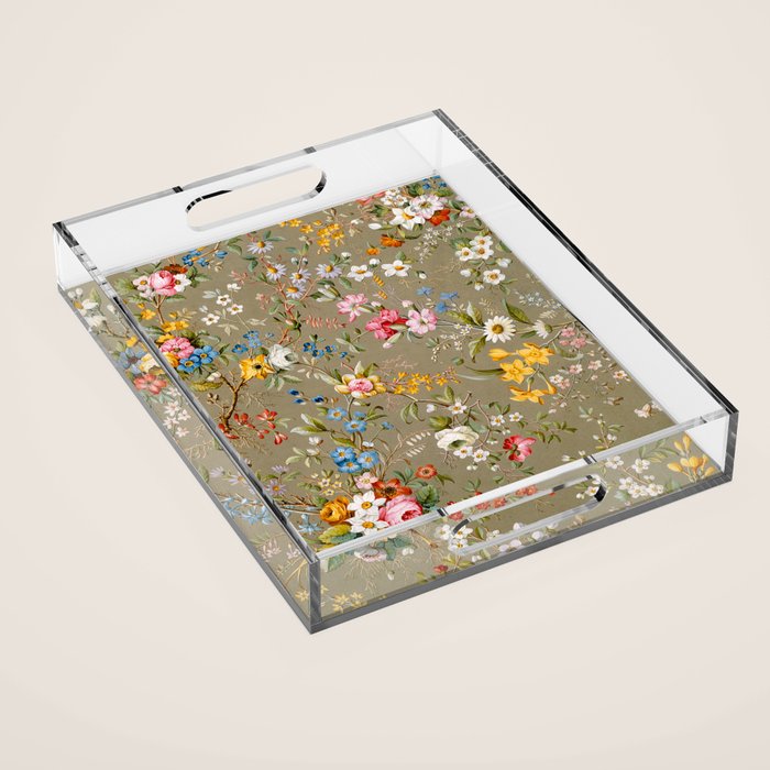 Dreamy Floral Marble End Paper 1788 William Kilburn Acrylic Tray Gallery Image 1