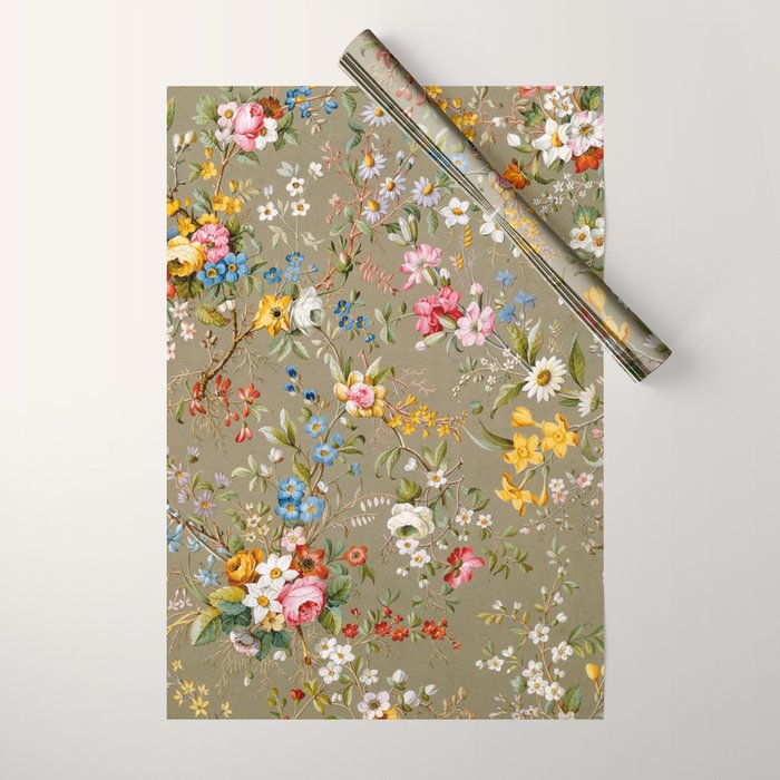 Dreamy Floral Marble End Paper 1788 William Kilburn Wrapping Paper Gallery Image 1
