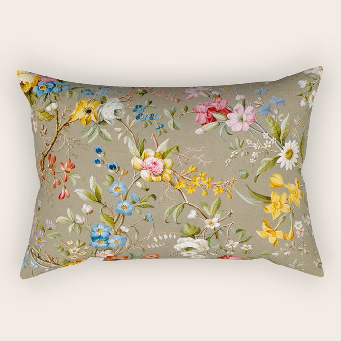 Dreamy Floral Marble End Paper 1788 William Kilburn Rectangular Pillow Gallery Image 1