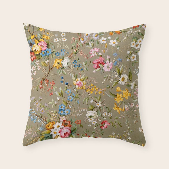 Dreamy Floral Marble End Paper 1788 William Kilburn Throw Pillow Gallery Image 6