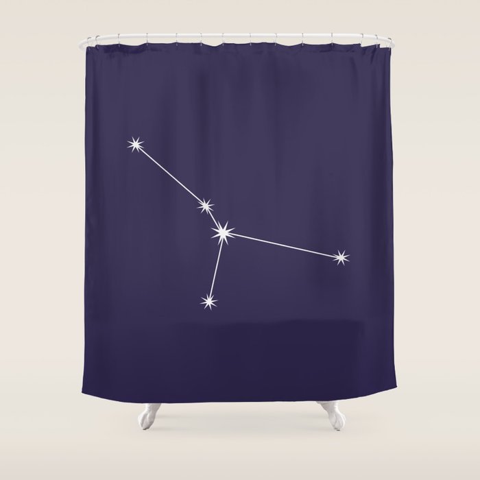Cancer Zodiac Star Constellation Line Art Dark Purple Shower Curtain Gallery Image 1
