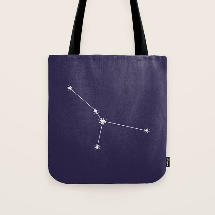 Cancer Zodiac Star Constellation Line Art Dark Purple Tote Bag Gallery Image 1