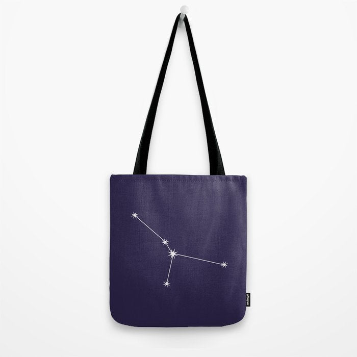 Cancer Zodiac Star Constellation Line Art Dark Purple Tote Bag Gallery Image 2