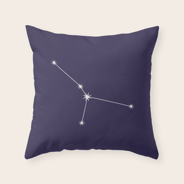 Cancer Zodiac Star Constellation Line Art Dark Purple Throw Pillow Gallery Image 6