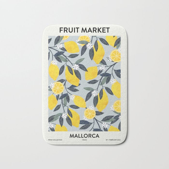 Fruit market retro Mallorca inspiration Bath Mat Gallery Image 1