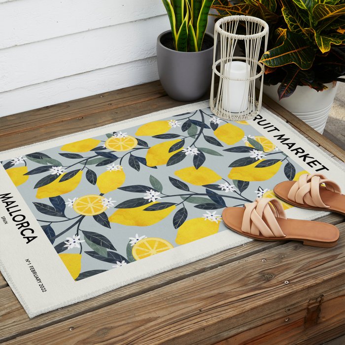 Fruit market retro Mallorca inspiration Outdoor Rug Gallery Image 2