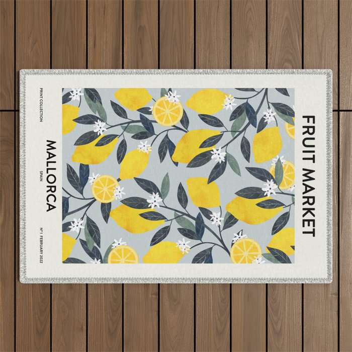 Fruit market retro Mallorca inspiration Outdoor Rug Gallery Image 1