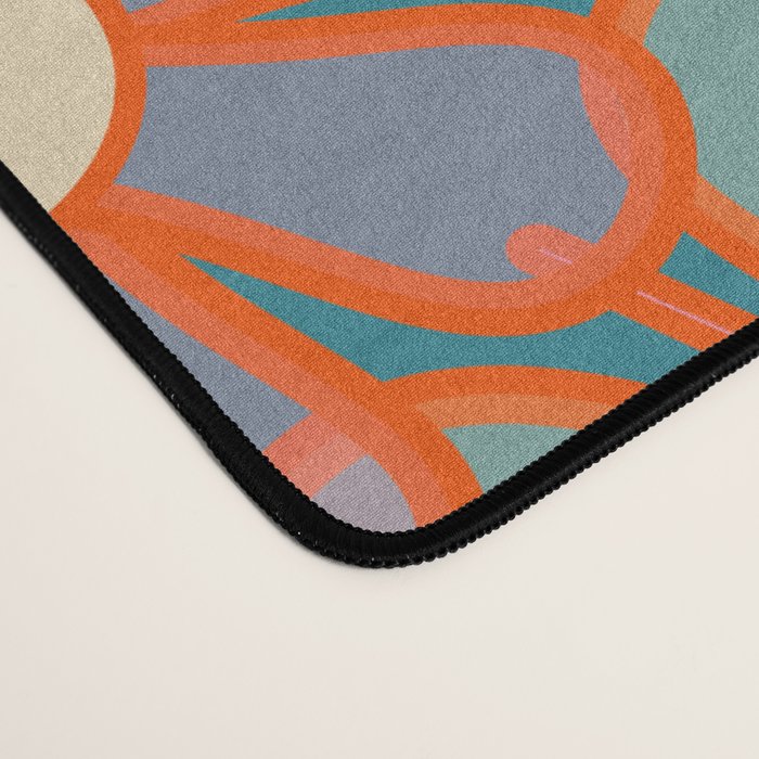 Retro Garden Flowers Vintage 60s 70s Aesthetic Floral Pattern on Blue Desk Mat Gallery Image 4