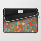 Retro Garden Flowers Vintage 60s 70s Aesthetic Floral Pattern on Blue Laptop Sleeve Gallery Image 2