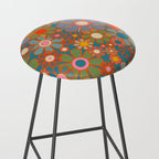 Retro Garden Flowers Vintage 60s 70s Aesthetic Floral Pattern on Blue Stool Gallery Image 2