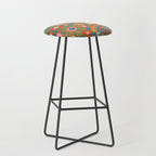 Retro Garden Flowers Vintage 60s 70s Aesthetic Floral Pattern on Blue Stool Gallery Image 1