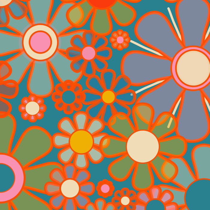 Retro Garden Flowers Vintage 60s 70s Aesthetic Floral Pattern on Blue Coffee Mug Gallery Image 2