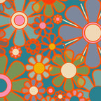 Retro Garden Flowers Vintage 60s 70s Aesthetic Floral Pattern on Blue Coffee Mug Gallery Image 2