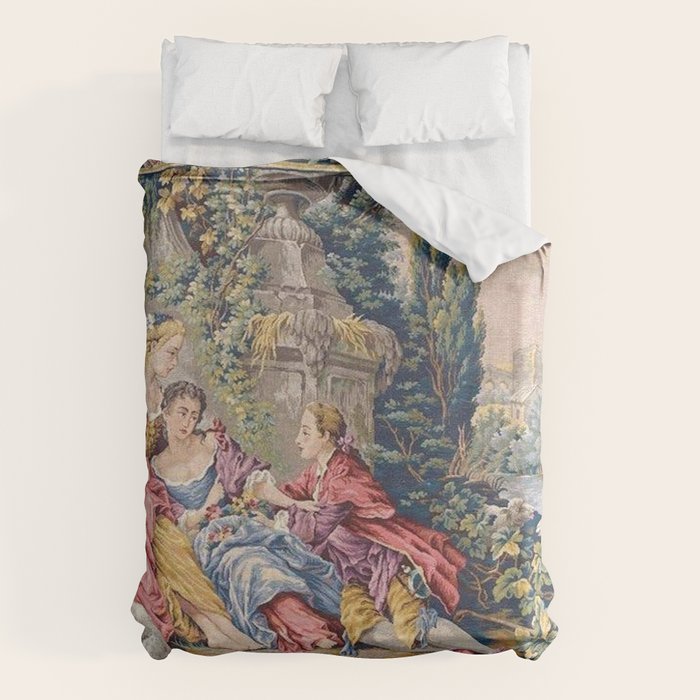Antique Aubusson French Tapestry Romantic Garden Duvet Cover Gallery Image 6