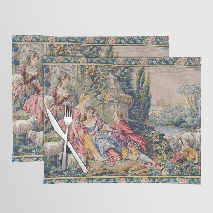 Antique Aubusson French Tapestry Romantic Garden Placemat Gallery Image 1