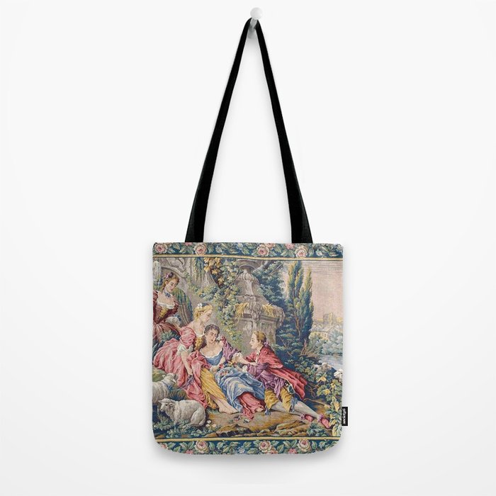 Antique Aubusson French Tapestry Romantic Garden Tote Bag Gallery Image 2