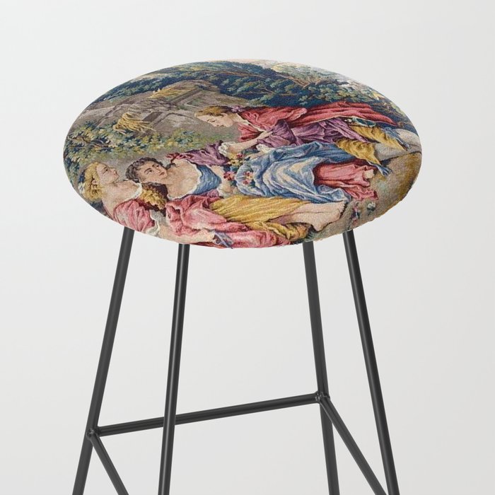 Antique Aubusson French Tapestry Romantic Garden Stool Gallery Image 2