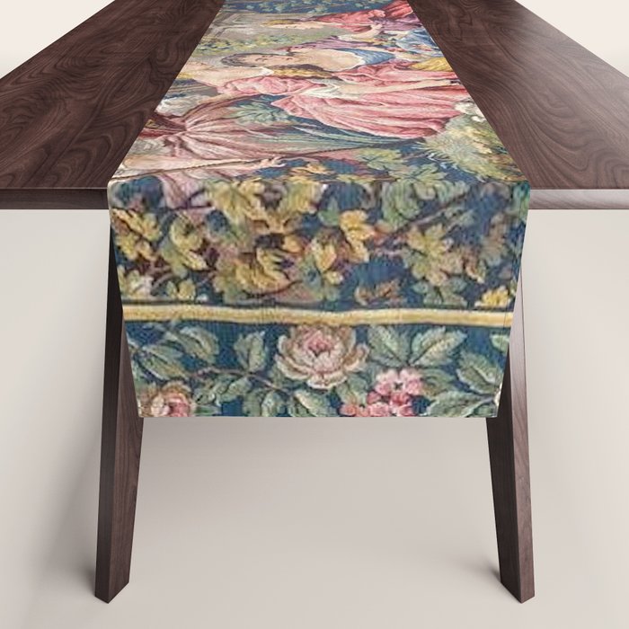 Antique Aubusson French Tapestry Romantic Garden Table Runner Gallery Image 1