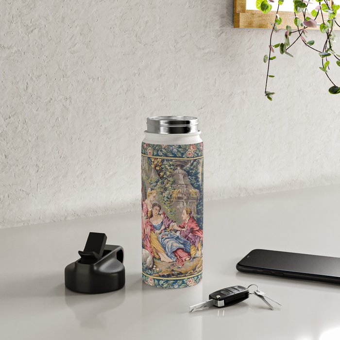 Antique Aubusson French Tapestry Romantic Garden Water Bottle Gallery Image 4