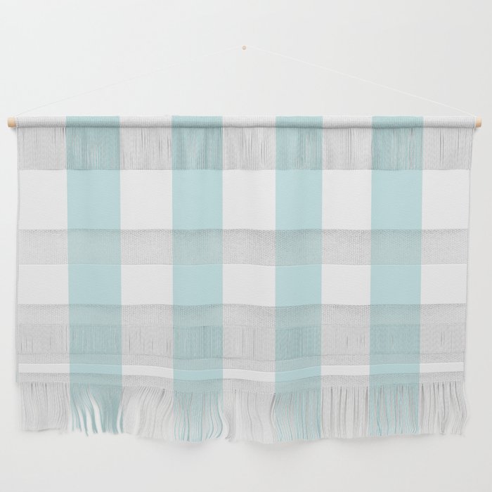 Duck Egg Pale Aqua Blue and White Wide Vertical Cabana Tent Stripe Wall Hanging Gallery Image 1