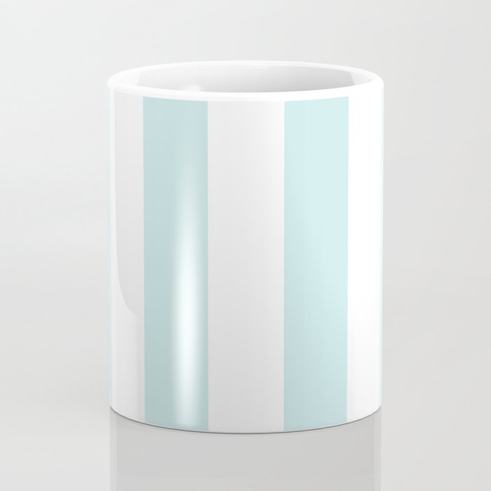 Duck Egg Pale Aqua Blue and White Wide Vertical Cabana Tent Stripe Coffee Mug Gallery Image 4