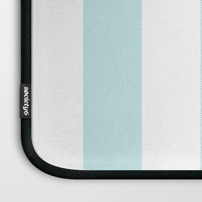 Duck Egg Pale Aqua Blue and White Wide Vertical Cabana Tent Stripe Laptop Sleeve Gallery Image 3