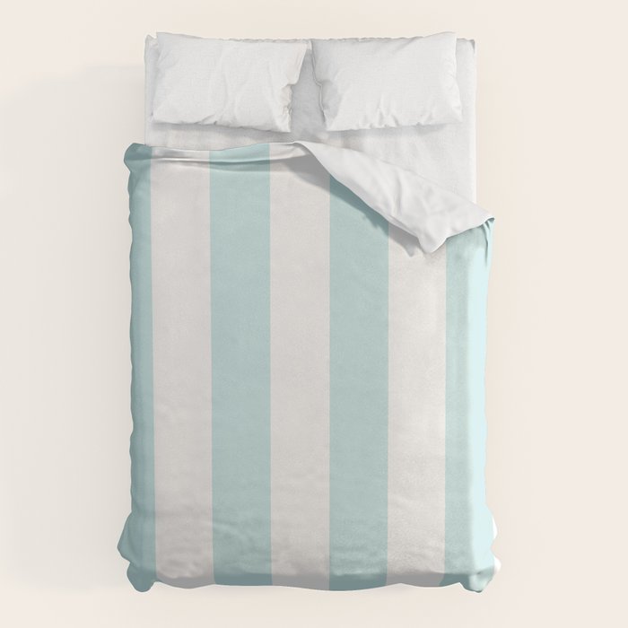 Duck Egg Pale Aqua Blue and White Wide Vertical Cabana Tent Stripe Duvet Cover Gallery Image 6