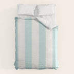 Duck Egg Pale Aqua Blue and White Wide Vertical Cabana Tent Stripe Duvet Cover Gallery Image 6