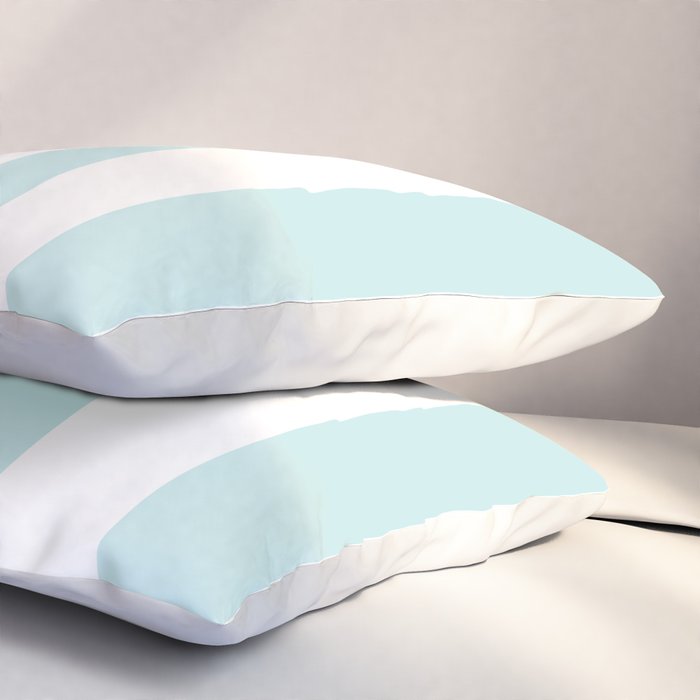 Duck Egg Pale Aqua Blue and White Wide Vertical Cabana Tent Stripe Pillow Sham Gallery Image 3