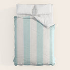 Duck Egg Pale Aqua Blue and White Wide Vertical Cabana Tent Stripe Comforter Gallery Image 6