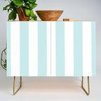 Duck Egg Pale Aqua Blue and White Wide Vertical Cabana Tent Stripe Credenza Gallery Image 1