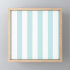Duck Egg Pale Aqua Blue and White Wide Vertical Cabana Tent Stripe Mini Art Print Gallery Image 1