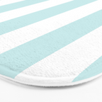 Duck Egg Pale Aqua Blue and White Wide Vertical Cabana Tent Stripe Bath Mat Gallery Image 3