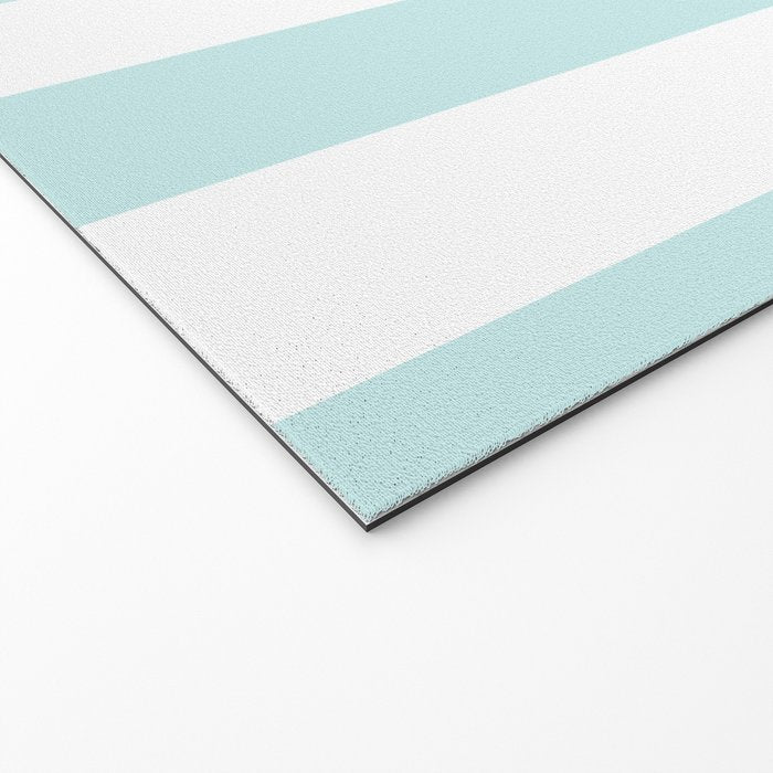 Duck Egg Pale Aqua Blue and White Wide Vertical Cabana Tent Stripe Welcome Mat Gallery Image 2
