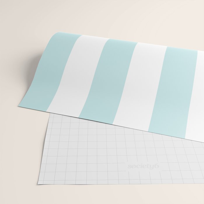 Duck Egg Pale Aqua Blue and White Wide Vertical Cabana Tent Stripe Wrapping Paper Gallery Image 2