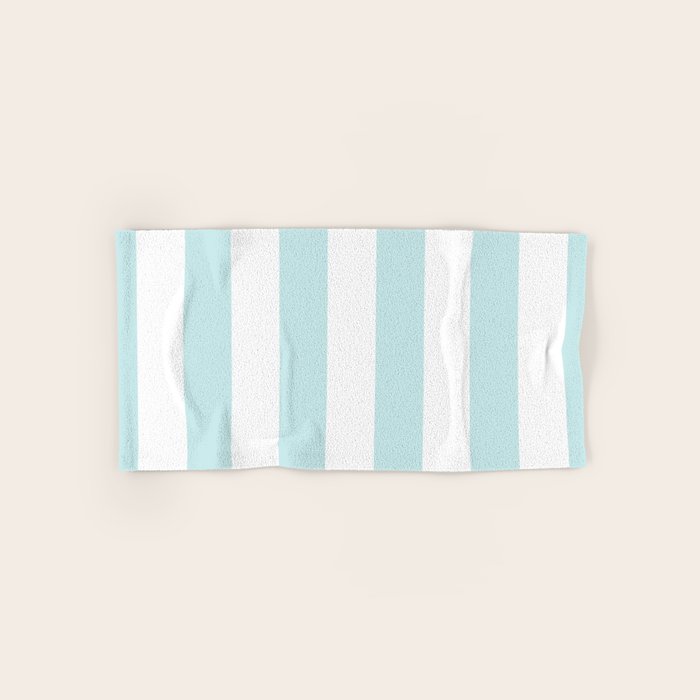 Duck Egg Pale Aqua Blue and White Wide Vertical Cabana Tent Stripe Towels Gallery Image 1