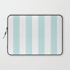 Duck Egg Pale Aqua Blue and White Wide Vertical Cabana Tent Stripe Laptop Sleeve Gallery Image 1