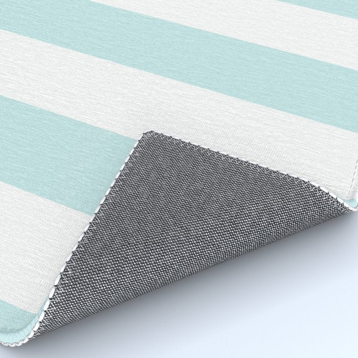 Duck Egg Pale Aqua Blue and White Wide Vertical Cabana Tent Stripe Rug Gallery Image 4