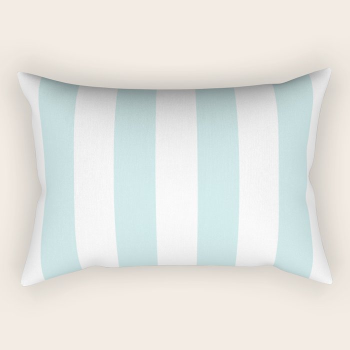 Duck Egg Pale Aqua Blue and White Wide Vertical Cabana Tent Stripe Rectangular Pillow Gallery Image 2