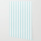 Duck Egg Pale Aqua Blue and White Wide Vertical Cabana Tent Stripe Wallpaper Gallery Image 2