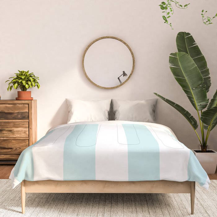 Duck Egg Pale Aqua Blue and White Wide Vertical Cabana Tent Stripe Comforter Gallery Image 3