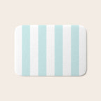 Duck Egg Pale Aqua Blue and White Wide Vertical Cabana Tent Stripe Bath Mat Gallery Image 1
