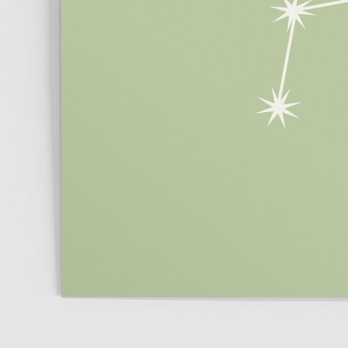 Libra Zodiac Star Constellation Line Art Soft Green Poster Gallery Image 3