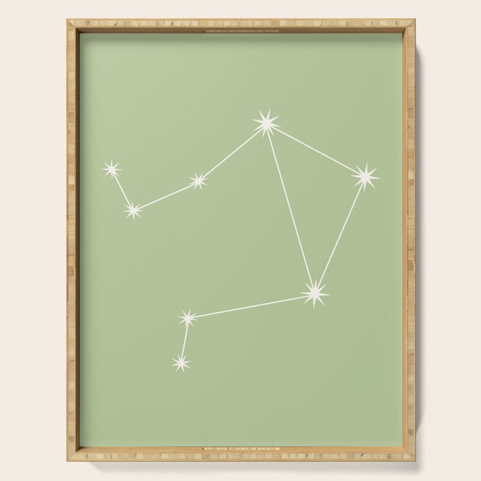 Libra Zodiac Star Constellation Line Art Soft Green Serving Tray Gallery Image 1