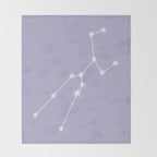 Taurus Zodiac Star Constellation Line Art Pastel Lavender Throw Blanket Gallery Image 2