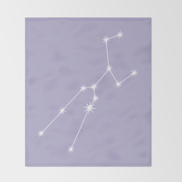 Taurus Zodiac Star Constellation Line Art Pastel Lavender Throw Blanket Gallery Image 2