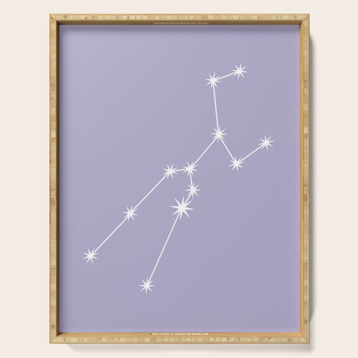 Taurus Zodiac Star Constellation Line Art Pastel Lavender Serving Tray Gallery Image 1