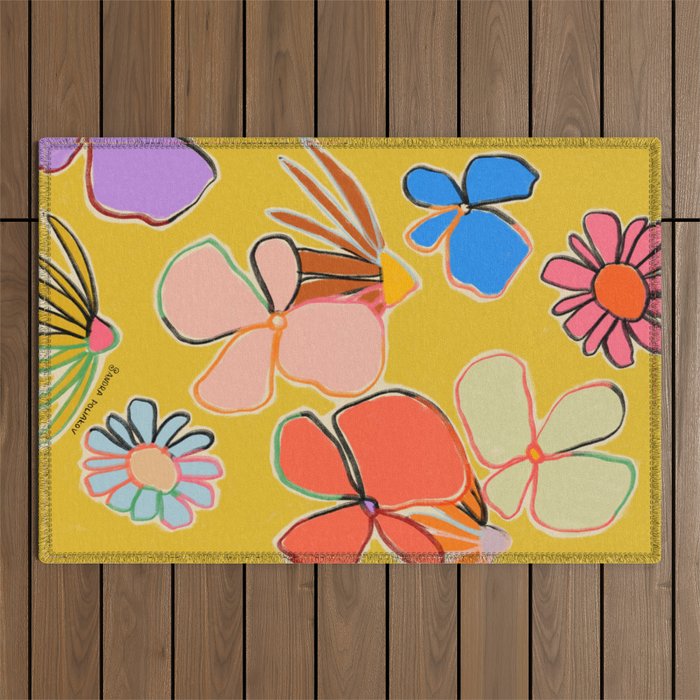 VINTAGE GARDEN YELLOW Outdoor Rug Gallery Image 1