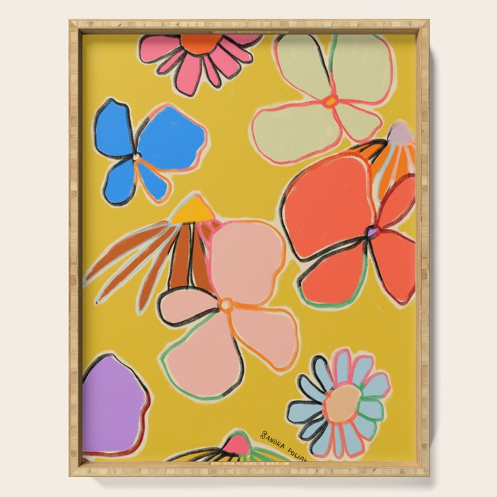 VINTAGE GARDEN YELLOW Serving Tray Gallery Image 1